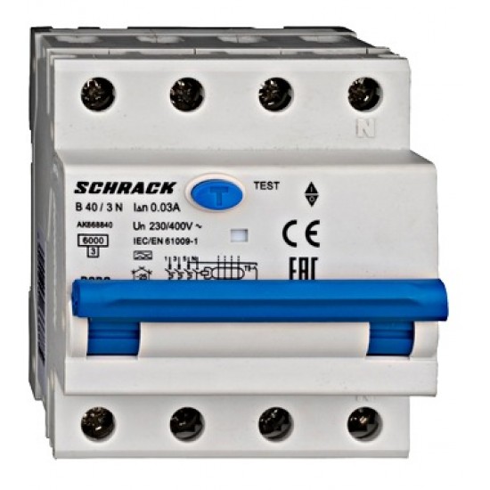 Diferential 20A 3P+N 30mA RCBO Schrack - AK668820